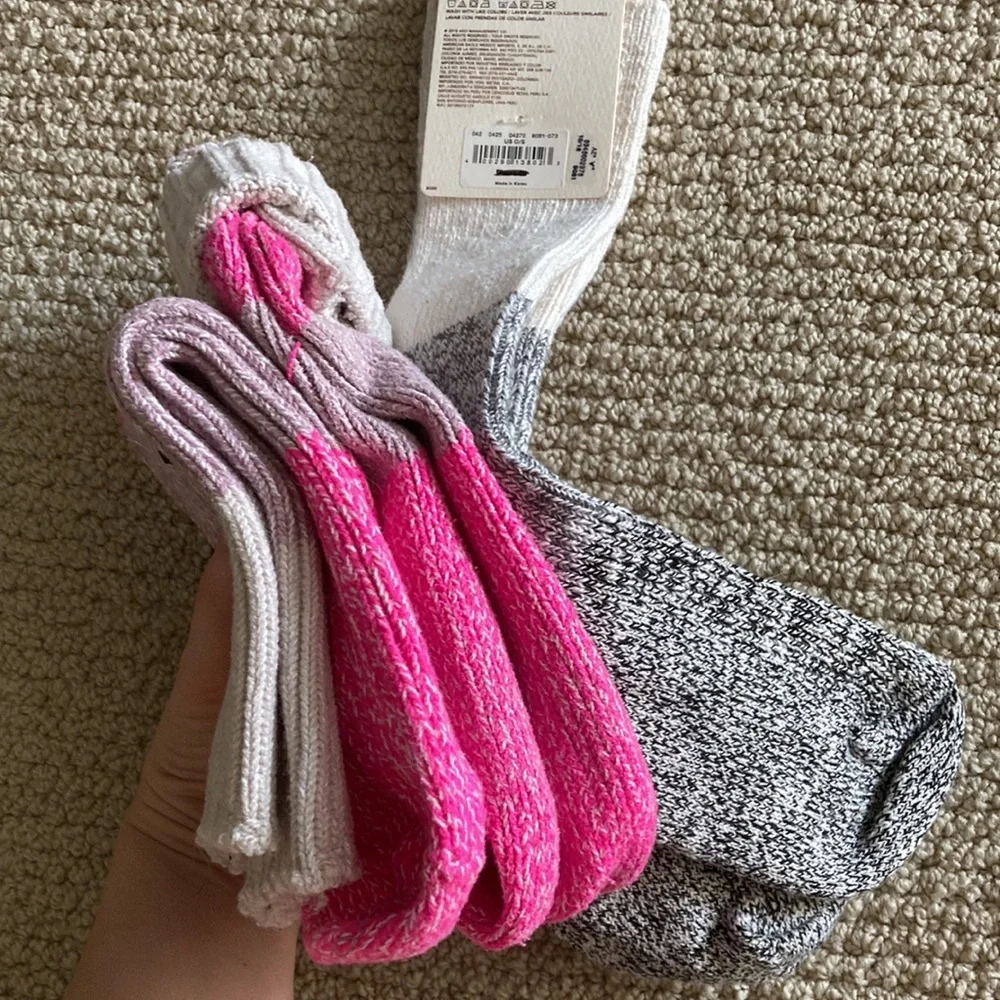 NEW Express American Eagle Crew Socks Long Color Block Knitted Bundle 3 Count